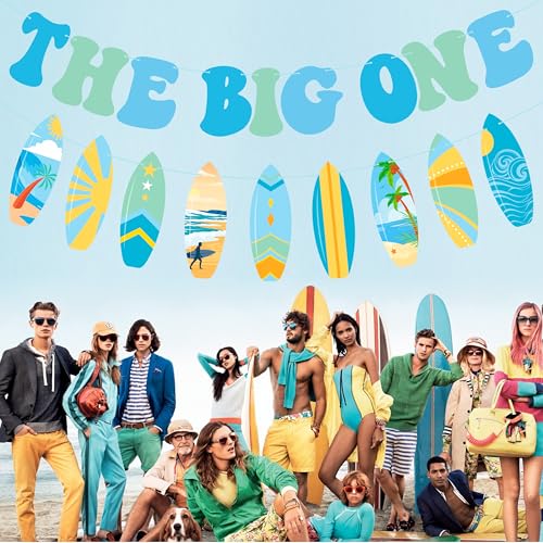 Image of The Big One Banner Surfing 1st Birthday Party Decorations Surfing Surfboard Theme First Birthday Decorations for Baby Boys Summer Beach Surf Party Supplies