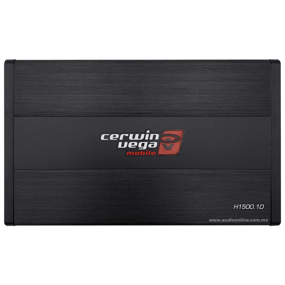 Cerwin Vega 1 Channel MonoBlock Digital Amplifier, 1500W Class D Amp for Car Audio, High-Efficiency with LPF Crossover, Remote Bass Knob Control, Perfect for Mono Amplifier Car Audio Systems - H1500.1