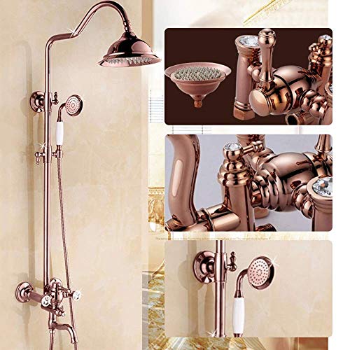 Ensemble de douche en or rose serti de diamants luxe pour salle de bain chic - 2