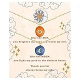 BFF necklace for 2 Sun and Moon necklace, Best friend necklaces for girls, Friendship Gifts for...