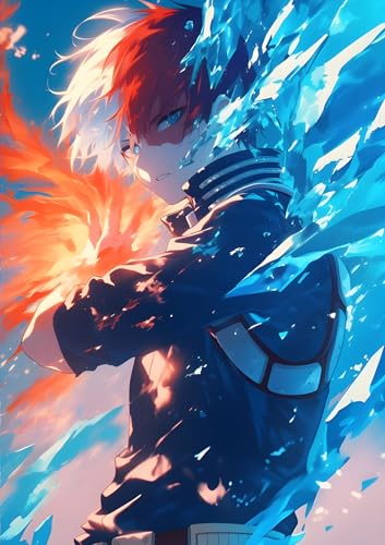 Image of NIJUKA Anime Printed A4 Size Metal sheet Poster For Home And Room Decoration | For Anime Art Fans Boys And Girls (Todoroki Hot Cold)