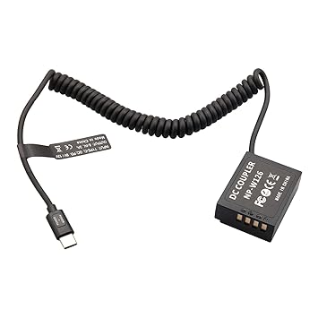 NP-W126 Dummy Battery to USB-C PD Cable, DC Coupler for Cameras - Compatible with XT2, XT3, XA3, XA5, XT10, X-E2S and More