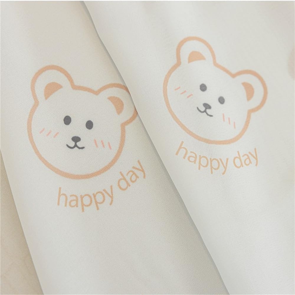 Cartoon Bears Kids Bedroom Sheer Curtains for Babys Room Living Room Grommet Top White Light-Filtering Print Bear Privacy Tulle Curtain for Nursery Baby Play Room 1 Panel (W52 L84 inch,White)