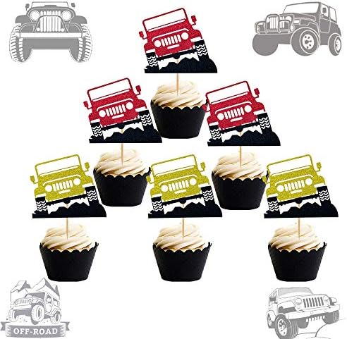 JeVenis 24 PCS SUV Car Cake Decoration SUV Cupcake Toppers Car Vehicle Birthday Party Decoration Car Cake Topper for Boy Men