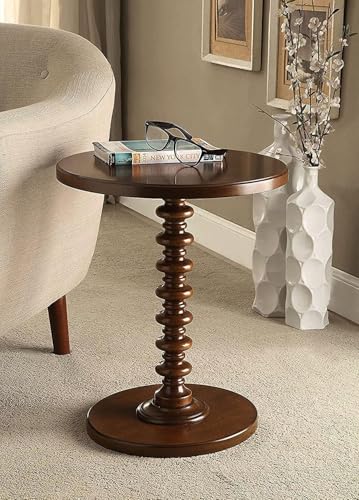 Image of VASIL MART Wooden Round Bed Side Table End Table, Side Table, Night Stand Beah Table for Living Room Bedroom (Walnut a)