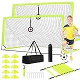 Enmons Soccer Goal - Set of 2 Soccer Nets, 6x4 ft Portable Pop Up Soccer Goals for Backyard - Soccer Training Equipment with Soccer Ball, Ladder, and Cones - Toddler Kids Youth Outdoor Game Toys