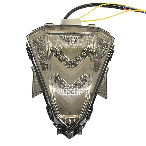 KACEPAR Smoke Lens Motorcycle Rear Stop Running Lamp with Turn Signal, Motorcycle Red Amber LED Brake Tail Light, Compatible with Yamaha YZF-R15 2014-2016 - Red Driving Braking and Amber Turn Signal - Thumbnail 3