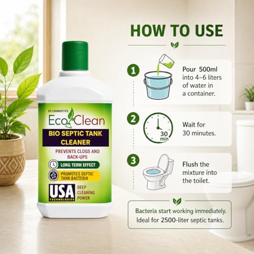 Image of Ecoclean Septic Tank Bacteria Cleaner Liquid, Bio Enzyme