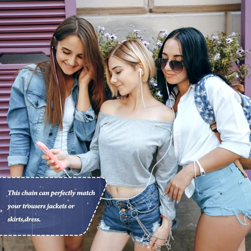 Silver Star Belt for Pants Chain,Vintage Belts for Women Gothic Punk Style Jean Skirt Chain Belt Star Layered Pocket Pants Waist Chains, Rock Hip-Hop Style Adjustable Jean Waist Wallet Chains4