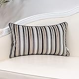 Yangest Grey Striped Velvet Lumbar Throw Pillow Cover Multicolor Textured Bohemian Cushion Case Mode