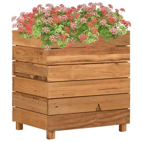 Gartenbeet Kräuterbeet Pflanzgefäß,Hochbeet 50x40x55 cm Teak Altholz und Stahl,Für Gemüse Kräuter Blumen,Einfach Zu Montieren