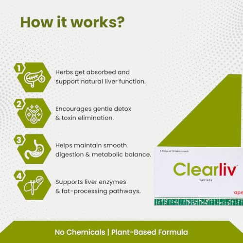 Image of Green Milk Clearliv Tablets | Ayurvedic Liver Wellness Supplement | Supports Liver Health, Detox & Digestive Balance | Helps Maintain Appetite, Metabolism & Daily Vitality | Herbal Care Formula | 5 x 30 Tablets
