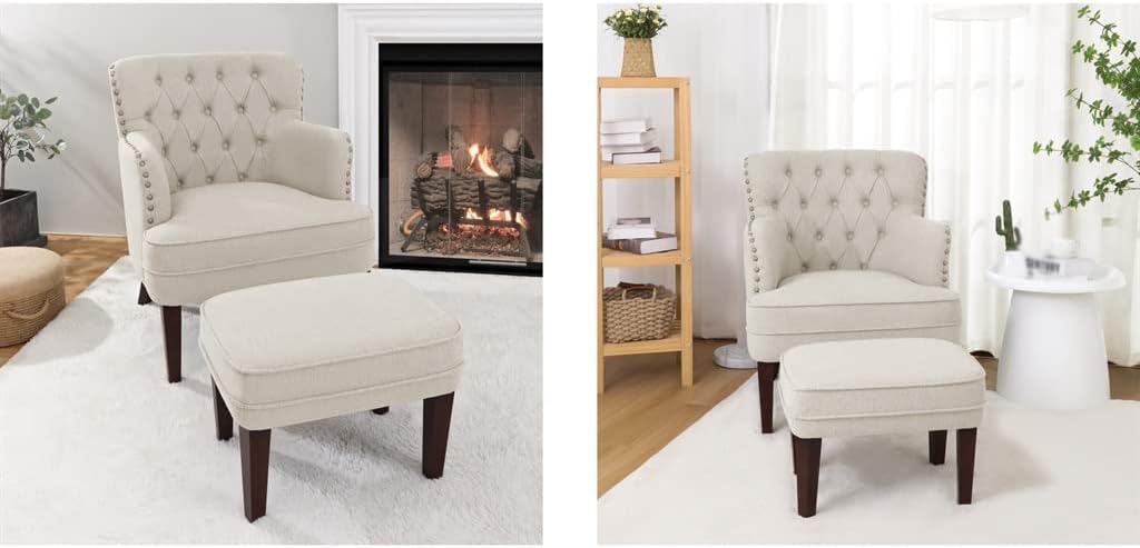 Sofa Chair with Button Tufted Rivet Lazy Lounge Armchair Living Room Upholstered Couches