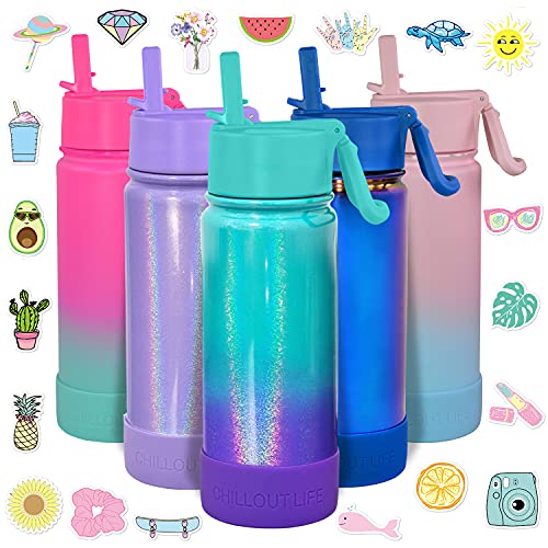 CHILLOUT LIFE 17oz Kids Insulated Stainless Steel Water Bottle w/Straw Lid by CHILLOUT LIFE - Used condition - US$14.90