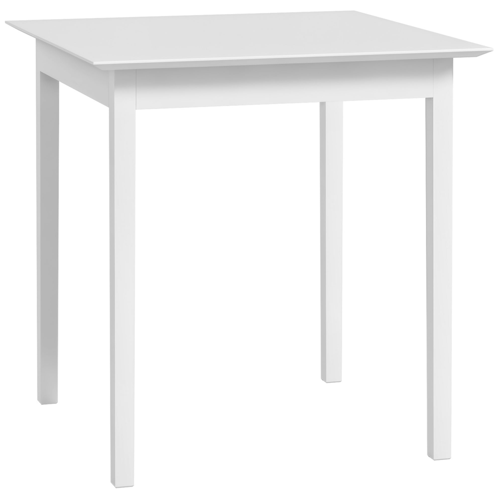 HOMCOM Tavolo da pranzo Tavolo da cucina Tavolo da pranzo quadrato per 2 persone, tavolo da soggiorno in legno massiccio, per cucina, sala da pranzo, bianco, 75 x 75 x 76 cm