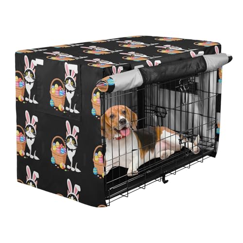 Housse de cage pour chien taille M avec double fermeture éclair noire