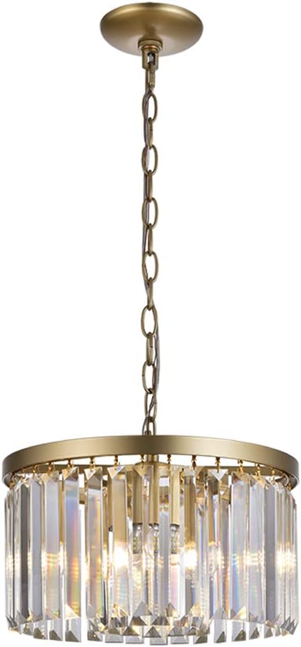 Modern Crystal Chandelier， Flush Mount Ceiling Light Fixture Pendant Lamp for Dining Room Bathroom Bedroom Livingroom，Matte Gold