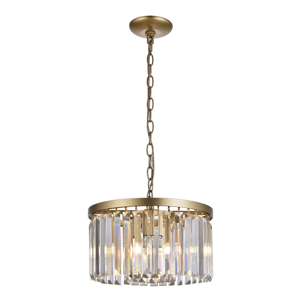 Modern Crystal Chandelier， Flush Mount Ceiling Light Fixture Pendant Lamp for Dining Room Bathroom Bedroom Livingroom，Matte Gold
