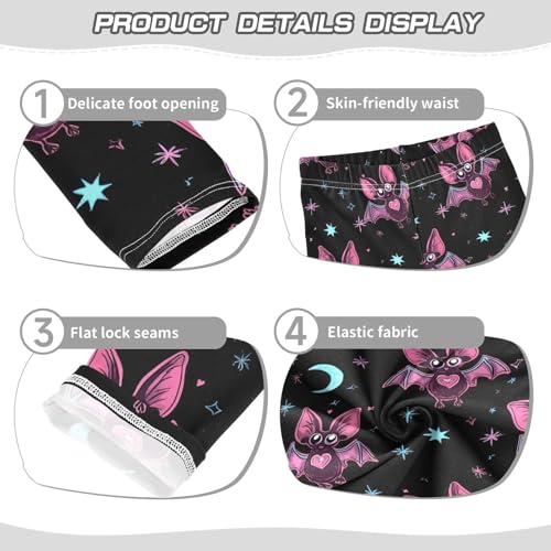 ALAZA Girls' Leggings Children's Yoga Pants Skinny Printed Dance Bat Moon Comfortable 4T2