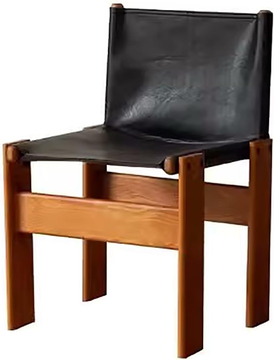 Modern Dining Chairs, Mid Century PU Leather Dining Room Chairs, Wooden Armless Side Chair, for Living/Kitchen Room Bedroom (Color : Brown+Black Legs)