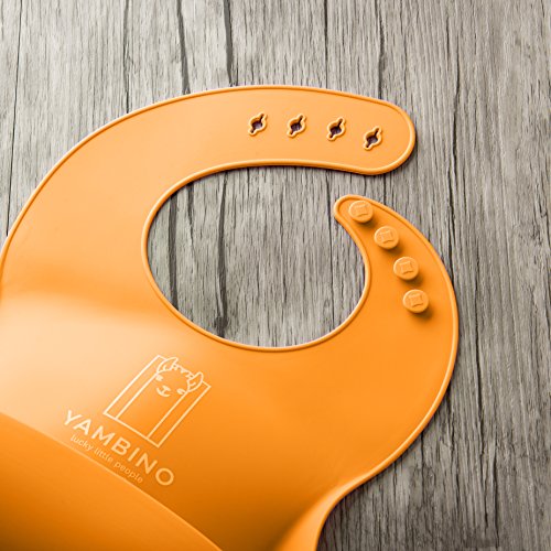 YAMBINO Babyslabbetjes met bevestigingsriem, BPA-vrij, zachte slabbetjes van siliconen met opvangbak, zonder morsen… - Image 4