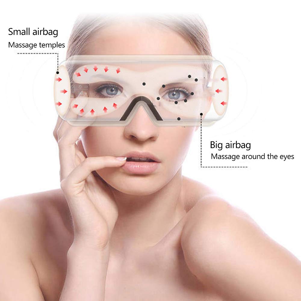 Gafas De Masaje Ayuda A Ojo Relax Ojos Cepa Círculos del Ojo del Alivio Bolsa Y La Oscuridad por Presión De Aire Masaje De La Vibración De Calor Calmante Comprimir Música