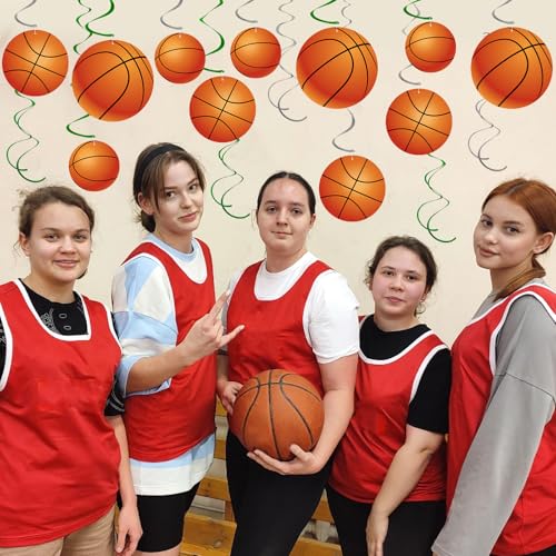 Image of 54Pcs Basketball Hanging Swirls Party Decorations Basketball Theme Birthday Party Decorations Supplies Sports Hanging Swirl Ceiling Streamers for Kids Boys Men