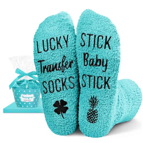HAPPYPOP IVF Gifts - Fertility Infertility Socks for Women, Egg Retrieval and Embryo Transfer Lucky Fuzzy Socks