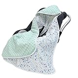 Miracle Baby Car Seat Swaddle Blanket, 2.5 TOG Breathable Cotton Stroller Blanket with 3-Point Harness, Soft Minky Dot Wrap for Infant Boy Girl, 35.4'x35.4'