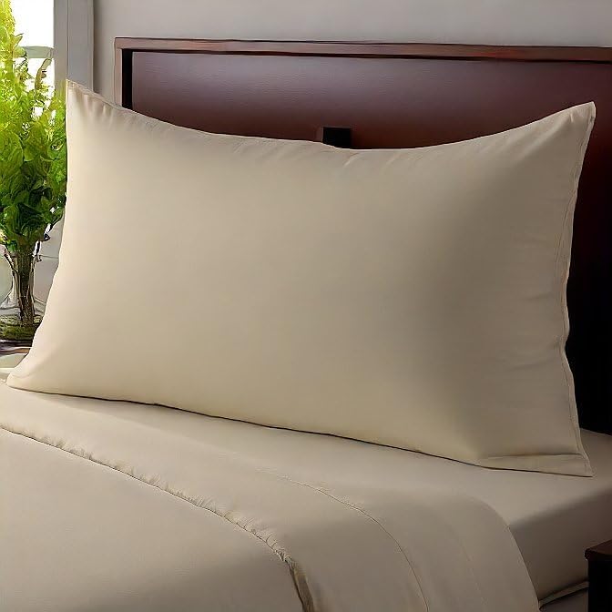 Body Pillow Sham - Ultra Soft 100% Cotton - Body Pillow Shams, Wrinkle Resistant, Super Soft, Skin-Friendly and Cozy - for Sofa, Couch, Bedroom - (Ivory 20 x 56)