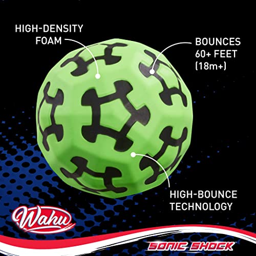 Image of WAHU Sonic Shock Ball Green - Ultra-Bounce Ball Up to 60 Feet! - Catch 2.7 Inch