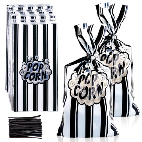 Ennoxwi 120 Pcs Popcorn Bags Halloween Candy Sweet Bags for Party Favor Machine Accessories for Bakery Cookie Fruits