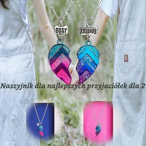 Hudiepan 2 sztuki naszyjników z jednorożcem, naszyjnik z zawieszką w kształcie serca z jednorożcem, naszyjnik z zawieszką w kształcie serca z jednorożcem Najlepszy Przyjaciel, naszyjniki z jednorożcem