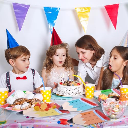 Platos desechables de papel para regreso a clases y fiestas infantiles escolares, 50 piezas 7