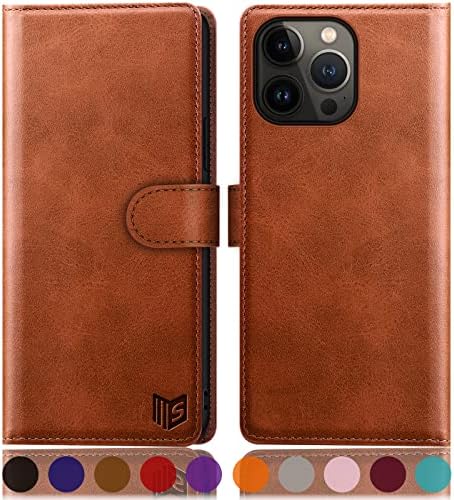 SUANPOT for iPhone 14 Pro Max 6.7" Wallet case with RFID Blocking Credit Card Holder,Flip Book PU Leather Protective Cover Women Men for Apple 14 ProMax Phone case Light Brown