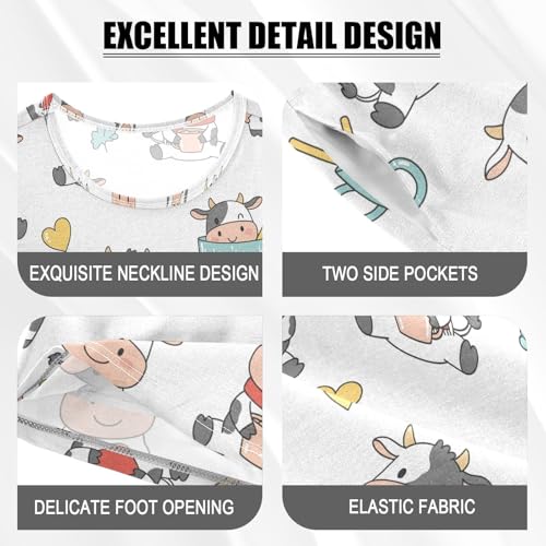 Pajama Short Sets Cute Cows in Cups Pattern Soft Cotton Summer Sleepwear 2 Piece PJS Size 5-14T3