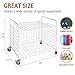 MyGift White Ball Cart with Wheels, Metal Rolling Sports Ball Storage Cage, Sports Equipment Organizer for Basketball, Football, Soccer, Volleyball