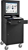 Global Industrial Mobile LCD Computer Cabinet for 24" Monitors - Secure Steel Enclosure, Locking Doors, Swivel Casters, 24.5"W x 22.5"D x 62.75"H
