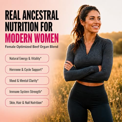 Image of PRIMAL FURY Grass Fed Beef Organ Supplement for Women - Female Optimization Pills to Boost Energy & Balance Hormones - Ancestral Support for Modern Life, Made in USA, 60 Capsules