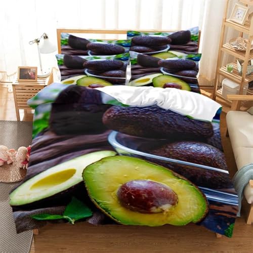 NDXRWDZR Fundas Nordicas Cama 105 Aguacate Ropa de Cama para Niñas Niños con Cremallera Suave Transpirable Microfibra Fundas Nordicas 180x220 cm + 2 Fundas de Almohada 50x80 cm