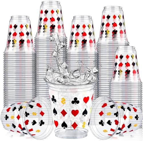 Casino Theme Party Decorations, 50 PCS Casino Cups 12 oz, Disposa...