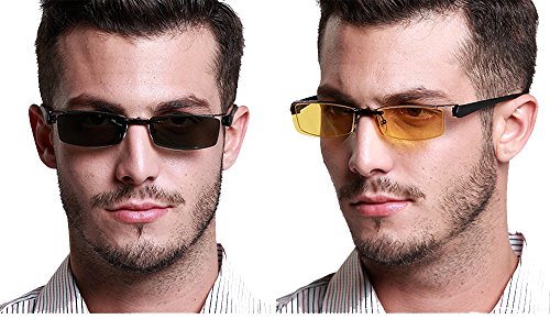 Agstum Mens Half Rimless Myopia Glasses Frame Magnetic Clip On Sunglasses (Black frame with 2pcs clip on, 53mm) - Thumbnail 7