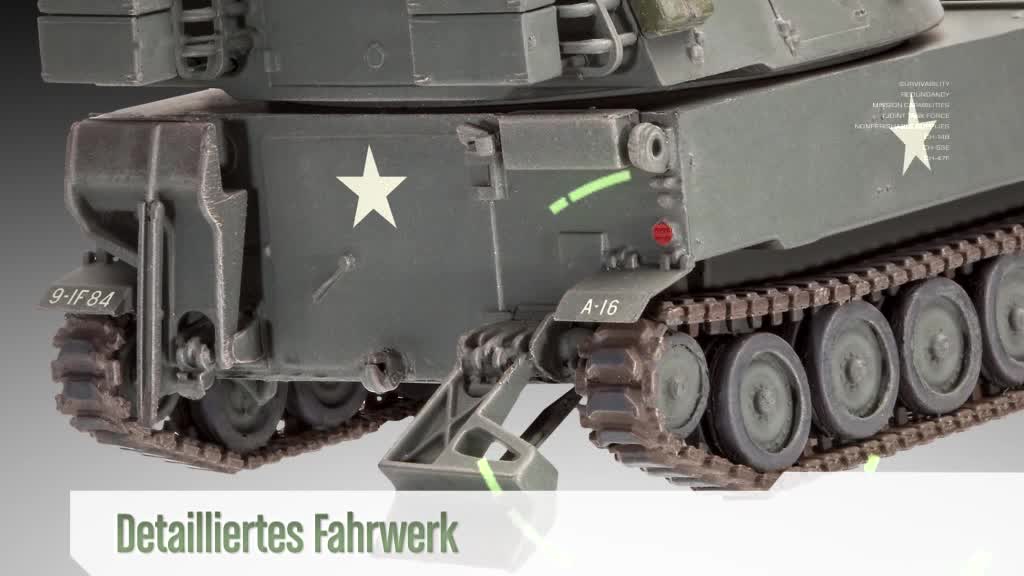 Revell 03265 14 Modellbausatz M109 US Army im Maßstab 1:72, Level 