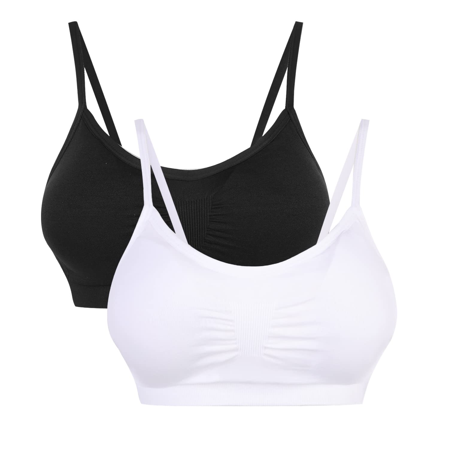 Vertvie Womens Strech Duenn Ohne Buegel Push up Yoga Sports BH Bra Top Set Fuer Fitnesstraining Polsterung 2er/3er Pack
