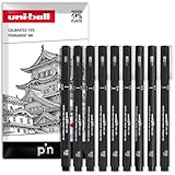Uni Pin Fineliner Drawing Pen - Complete Set of 9 Grades - Black Ink