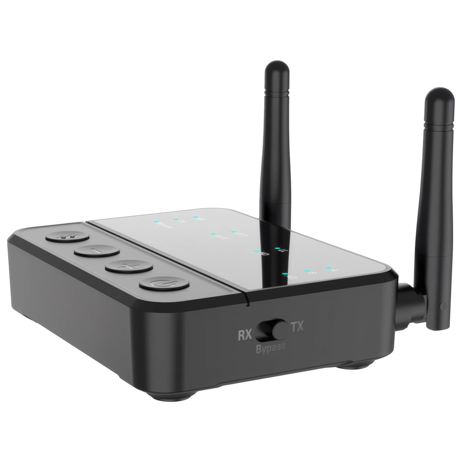 Receptor transmisor inalámbrico 5.2 para televisión/estéreo doméstico, aptX HD/LL HiFi adaptador de audio con AUX óptico, antena dual, 66.6 pies de largo alcance, 950 mA