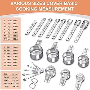 Measuring cups and spoons set of 20 7 stainless steel nesting measuring cups 7 spoons 1 leveler 5 mini measuring spoons for cooking baking  urban country home decor