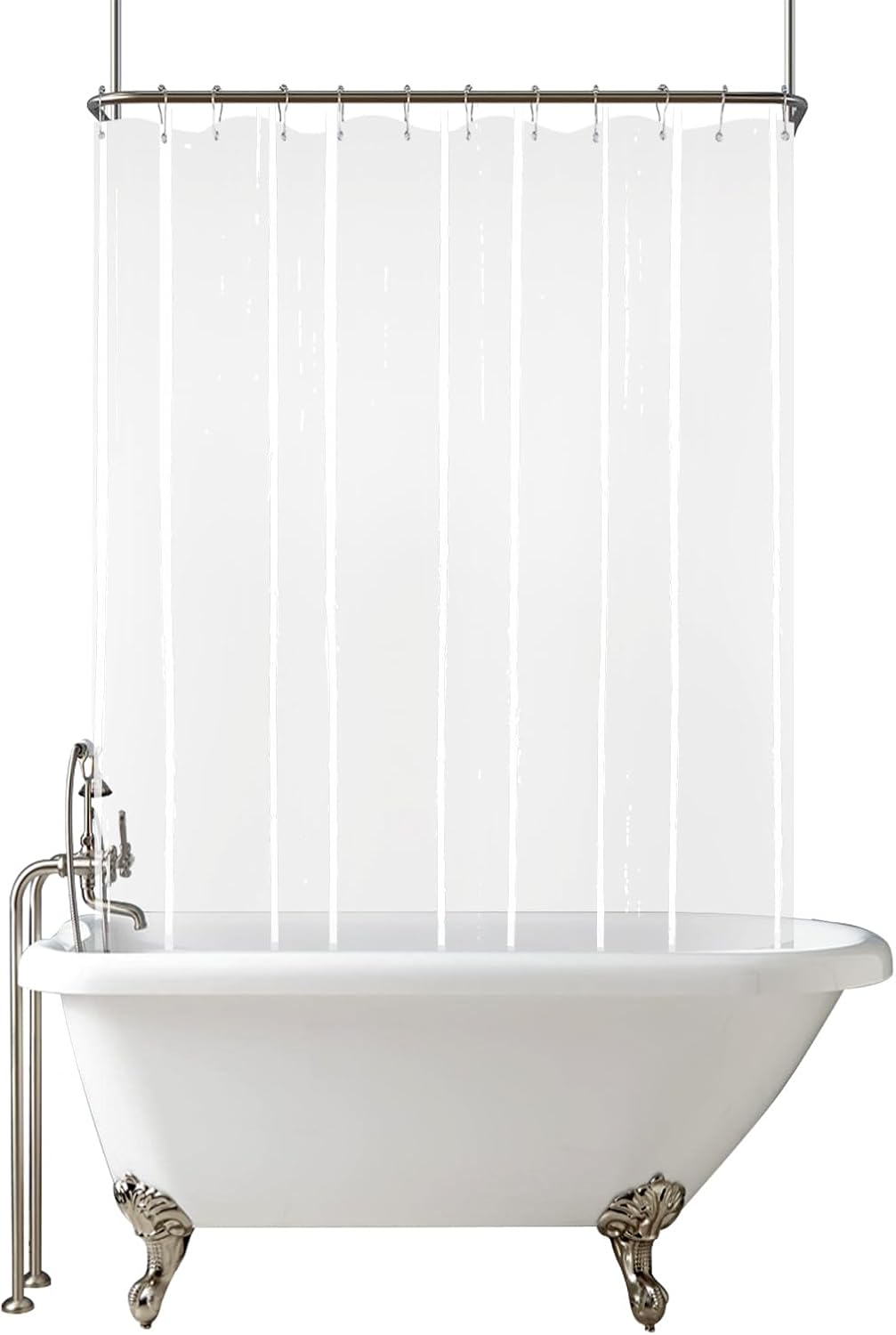 Clawfoot Tub Short Shower Curtain or Liner 180x60 Inch with 12 Magnets Wrap Around Shower Liner Extra Wide PEVA Shower Curtain Sets 32 Metal Hooks Included