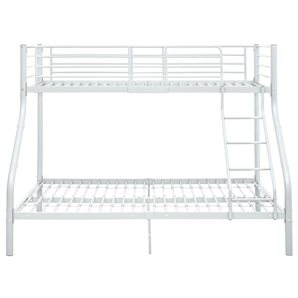 vidaXL Estructura de Litera Cama Doble para Niños Infantiles Soporte Dormitorio Habitación Dos Personas Marcos Bases con Escalera de Metal Blanco