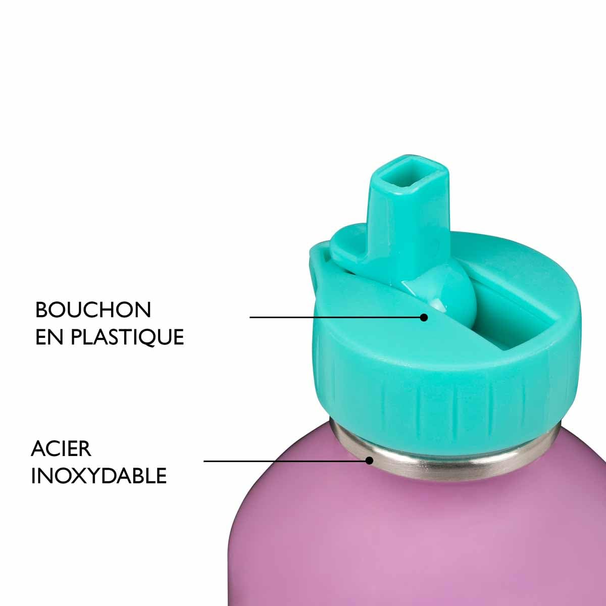 DRAEGER PARIS 1886 - Botella Infantil de Acero Inoxidable con Mensajes Personalizados - Diseño de Animales Adorables - 300ml - Fácil de Usar y Limpiar - Ideal para Escuela y Actividades - Je t'aime